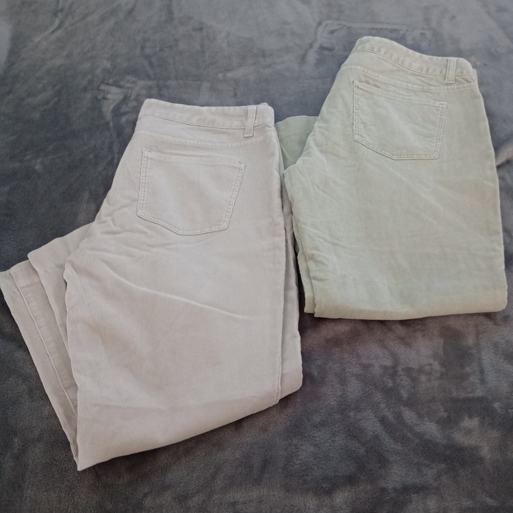 Talbots Signature Ankle Jeans LOT OF 2 Womens‎ 12P Petites Beige Mint Green Crop